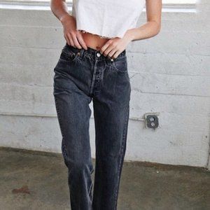 LEVI'S Vintage 505 Black Jeans Orange Tab {KK23}